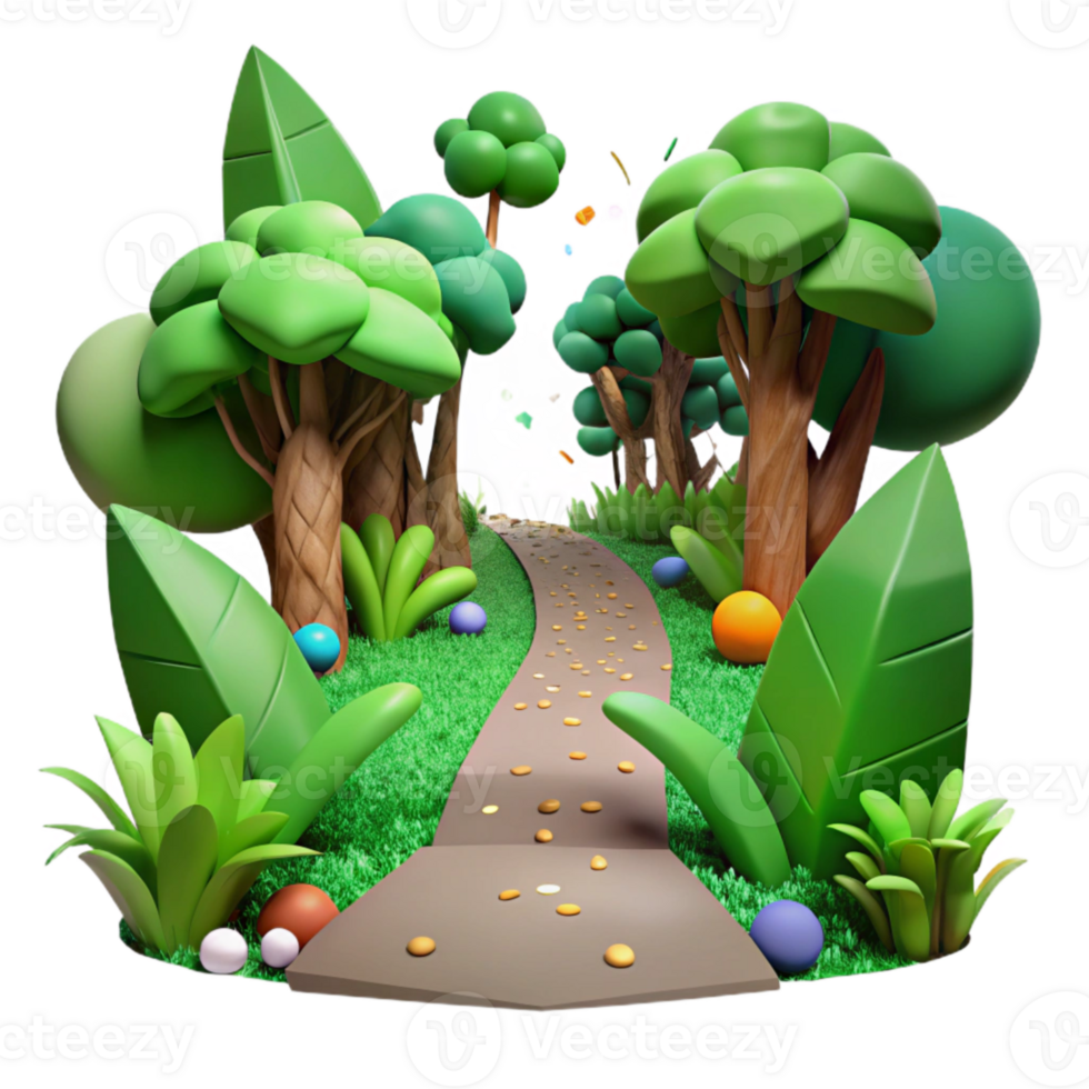 impressive creative Forest Path Cutout with Bright Green Foliage authentic png