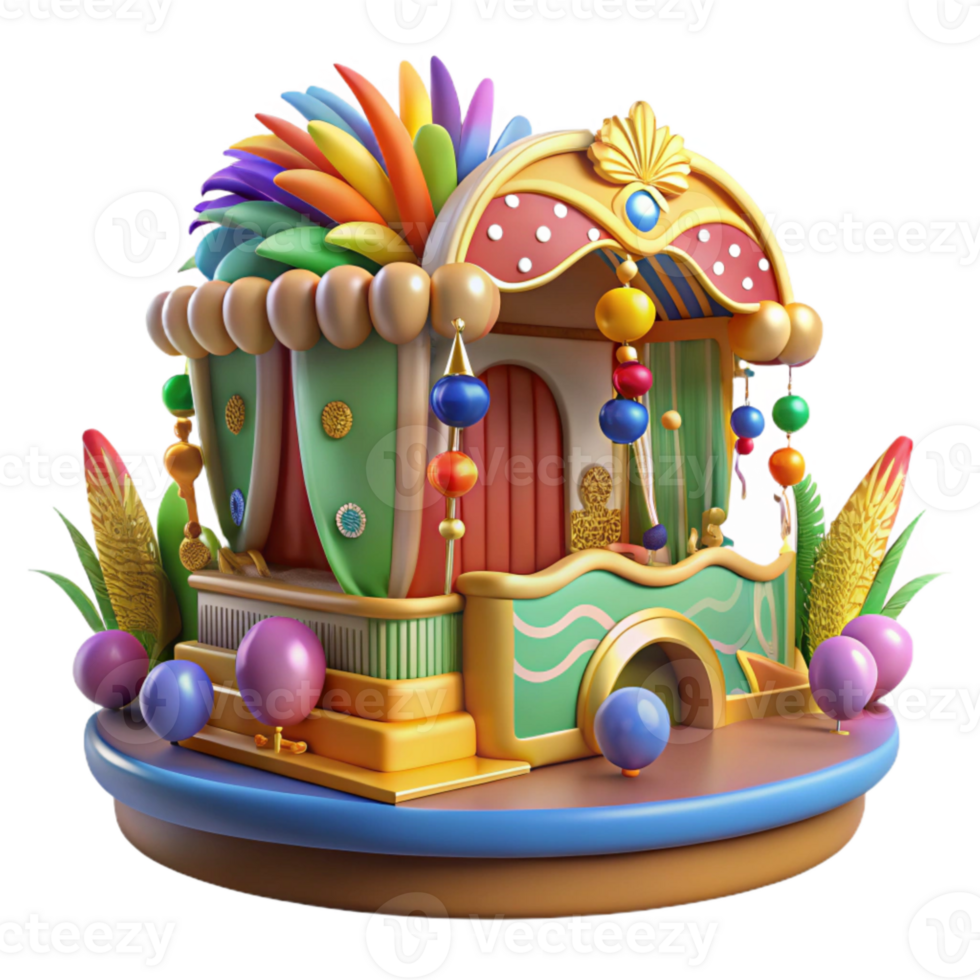 beautiful classic Brazilian Carnival Parade Float Isolated Colorful Design authentic png