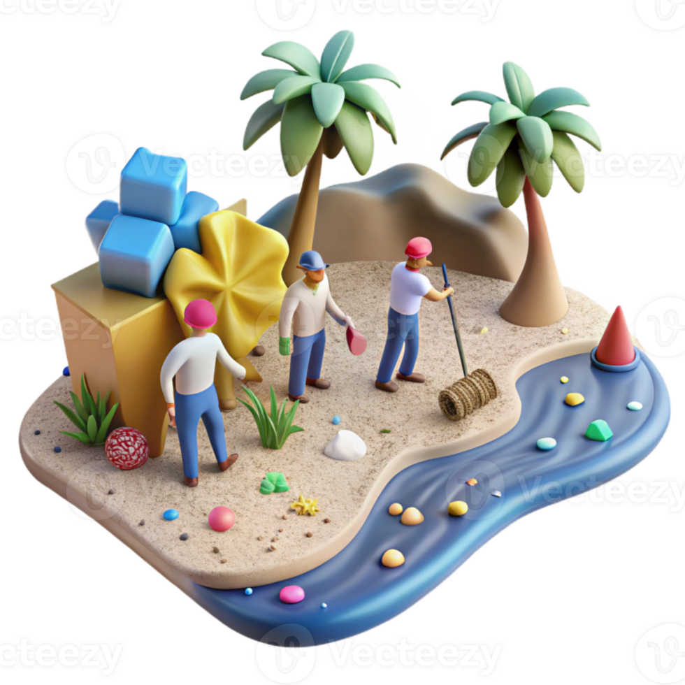 elegant modern Community Cleaning Beach Front View Cutout high resolution png