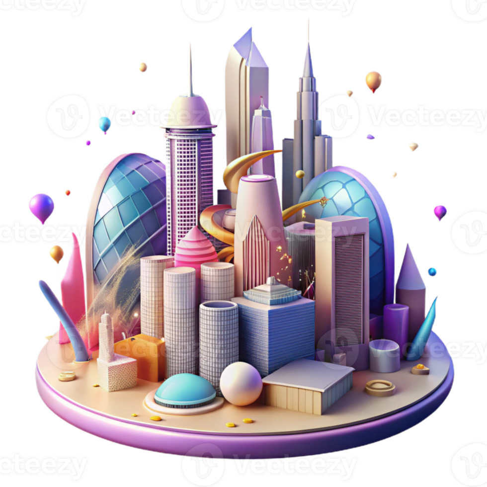 elegant artistic Futuristic Cityscape Cutout with Modern Architecture high resolution png
