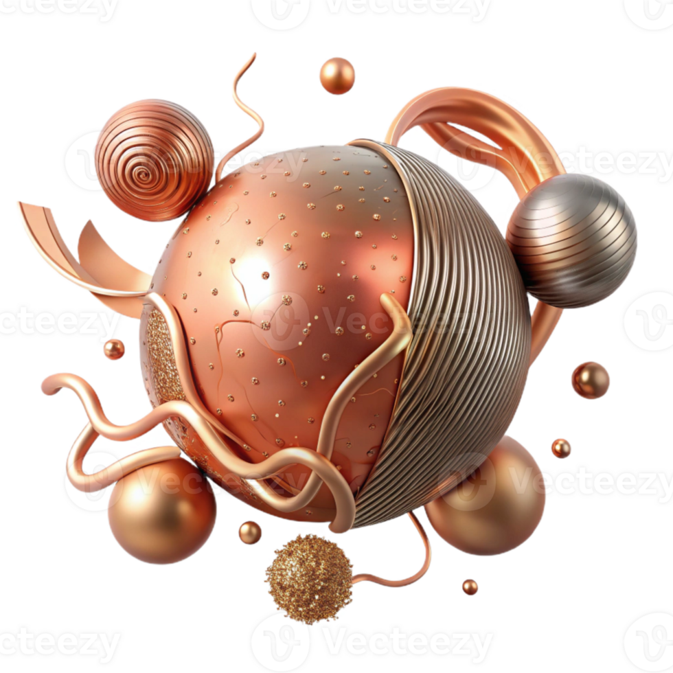 elegant traditional Floating Sphere Copper Metallic Isolated Element detailed png