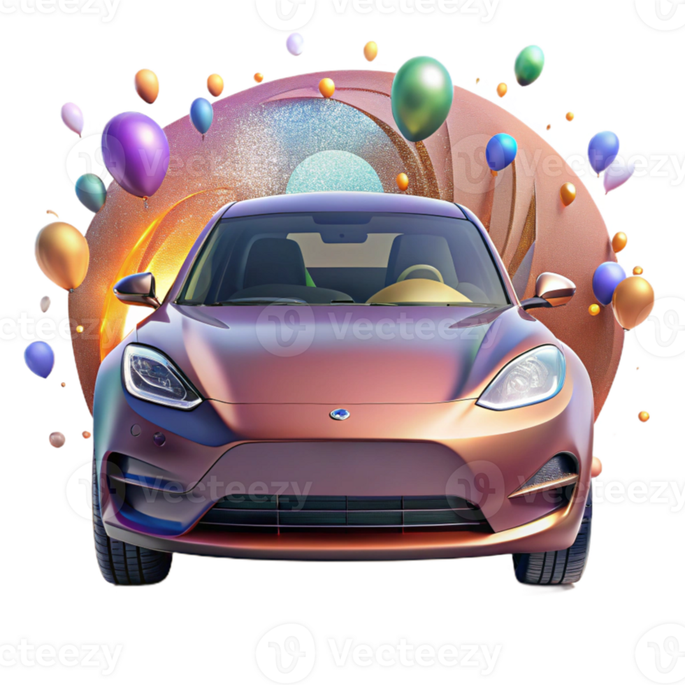 stunning classic Electric Car Front View Isolated with Metallic Sheen genuine png