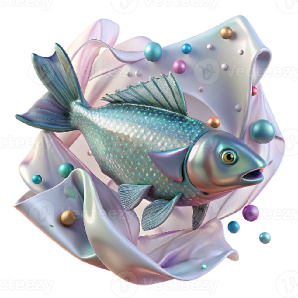 beautiful traditional Fish Caught in Plastic Rings Isolated Transparent Background Underwater Scene high resolution png