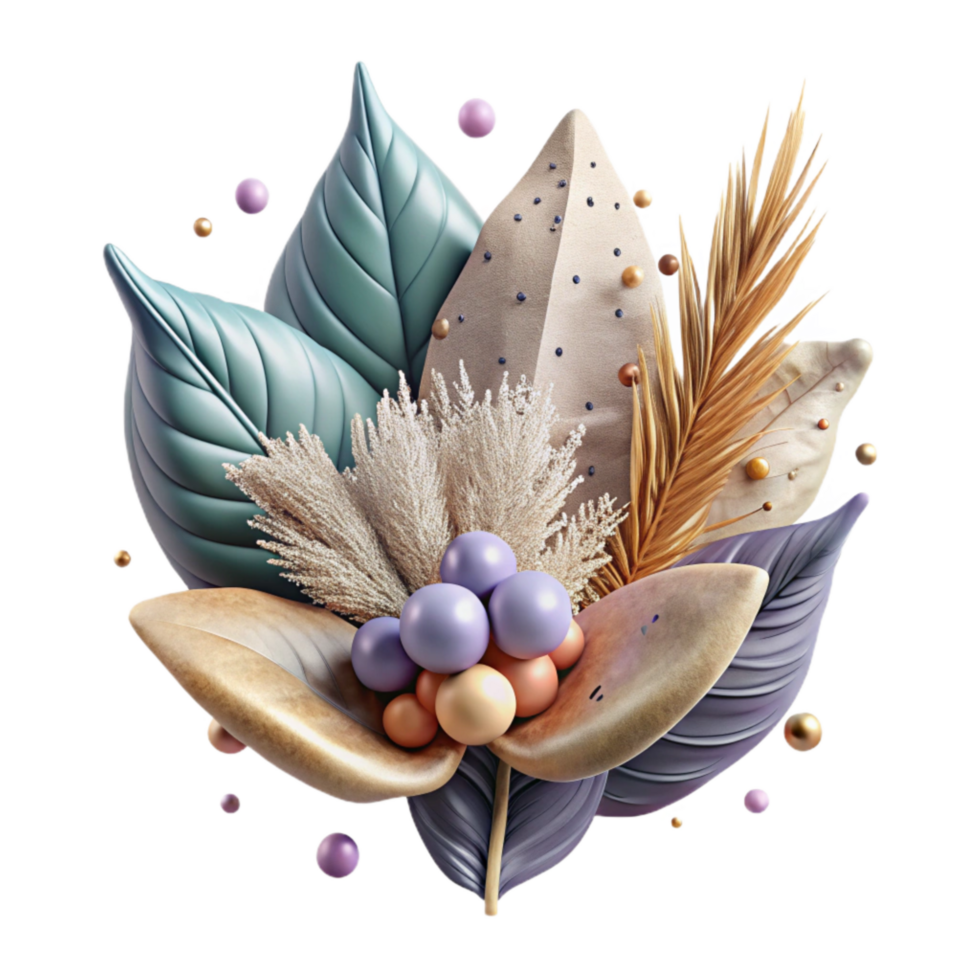 beautiful traditional Dried Plant Specimen Isolated with Pressed Leaves premium png