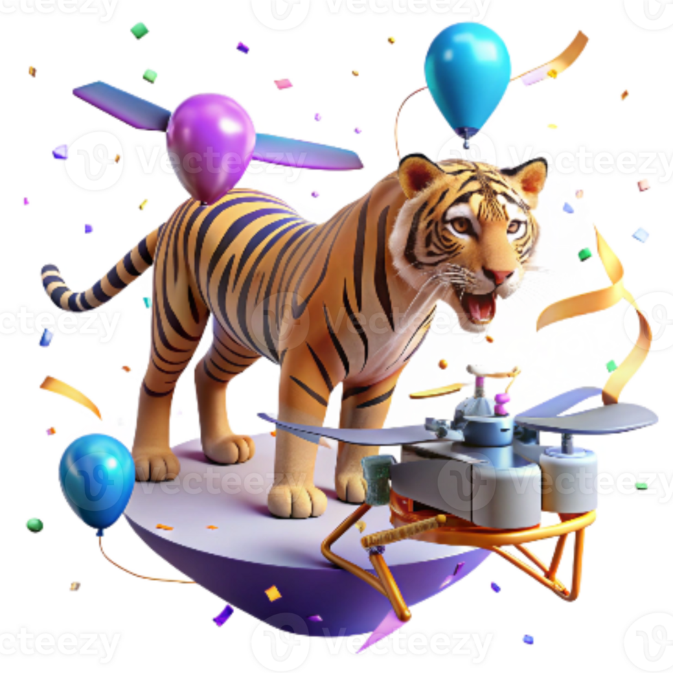 beautiful abstract Drone Photographing Sumatran Tiger Isolated professional png