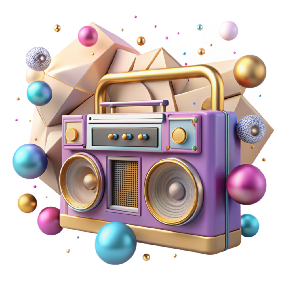 stunning vintage Classic Boombox Front View Transparent Element detailed png