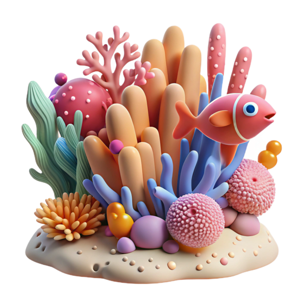 extraordinary modern Coral Reef Cutout with Diver Silhouette Isolated authentic png