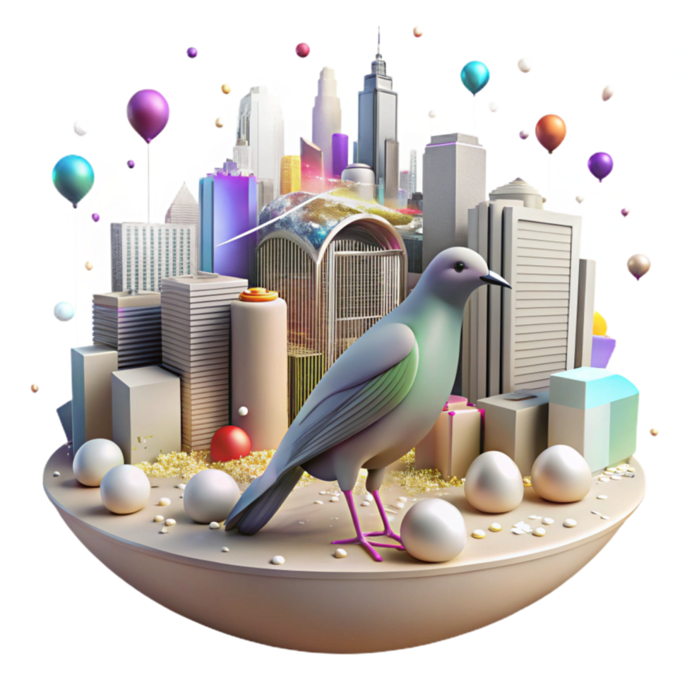 stunning minimalist Confused Migratory Bird and City Skyline Transparent png