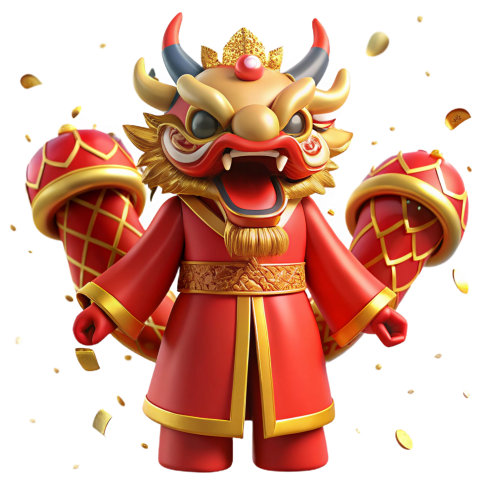 wonderful abstract Dragon Dance Costume Red and Gold Cutout exclusive png