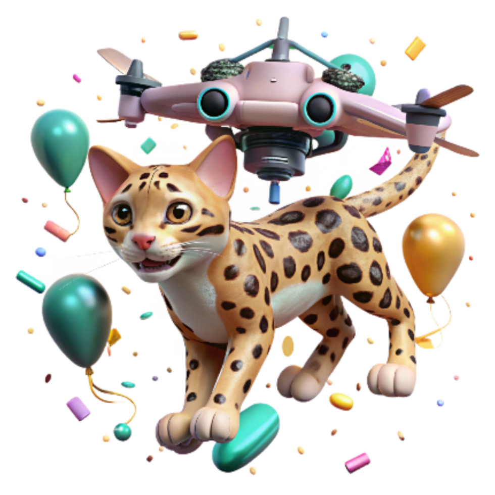 magnificent artistic Drone Photographing Clouded Leopard Cub Transparent Background original png