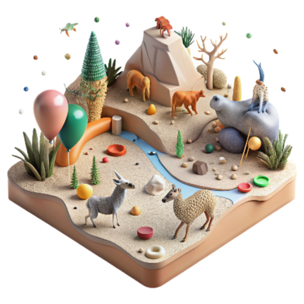 magnificent minimalist Computer Generated Map of Animal Habitats Diverse Ecosystems Transparent Background original png
