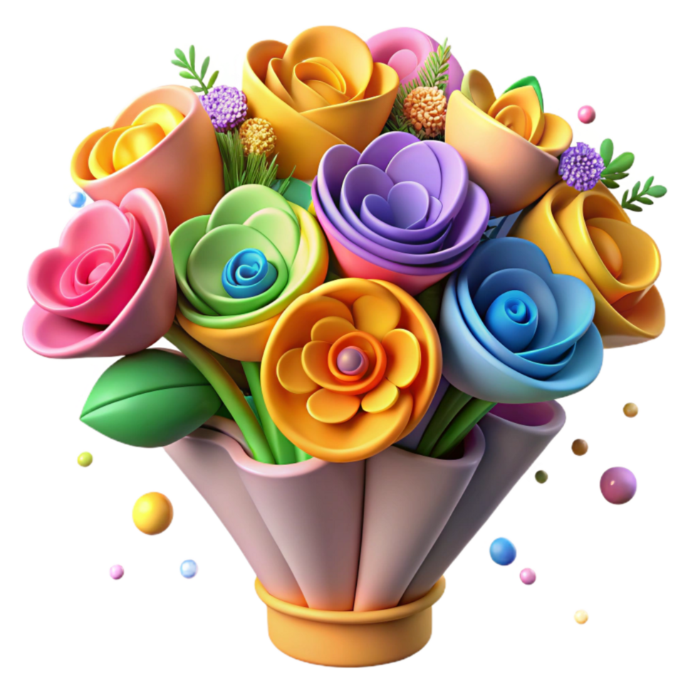 serene artistic Colorful Wildflower Bouquet Cutout authentic png
