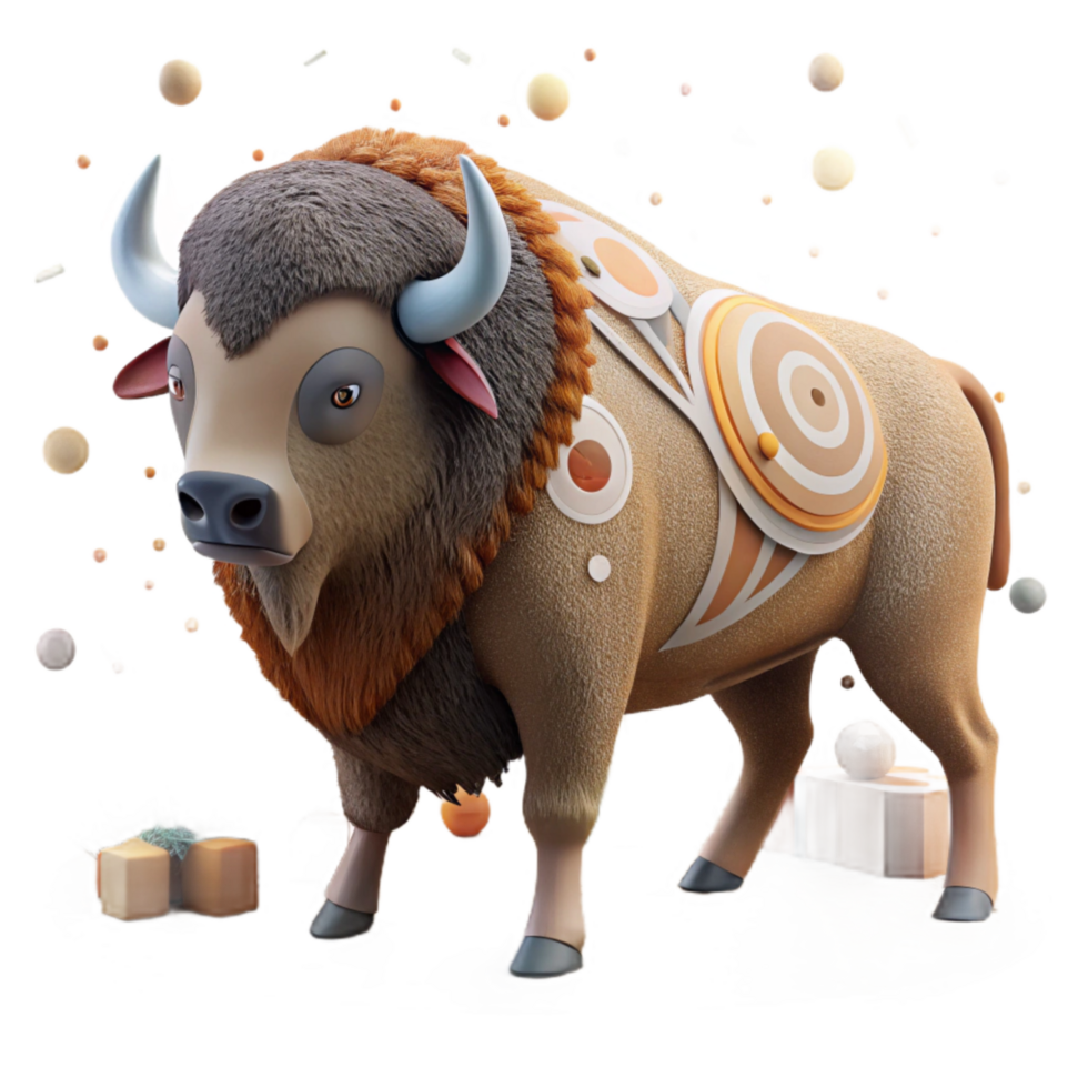 stunning traditional Ancient Cave Painting of Bison Cutout original png