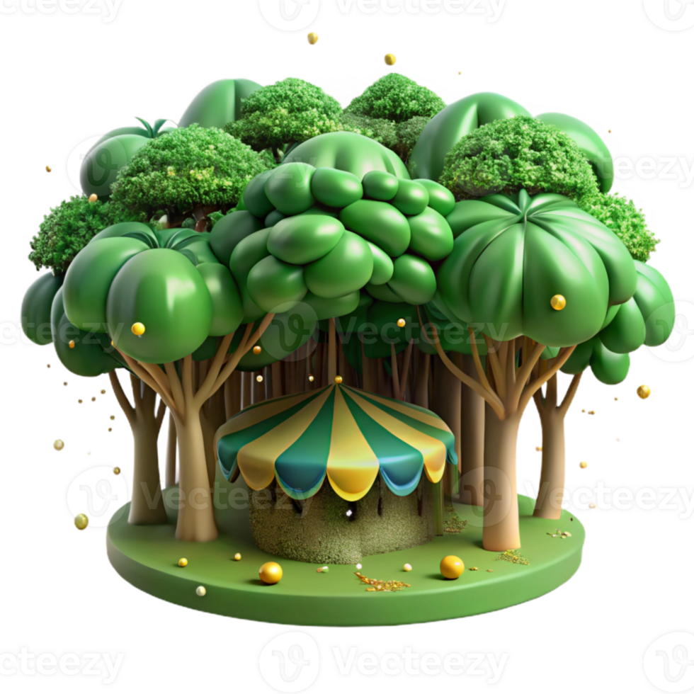 serene modern Forest Canopy Lush Green Top View Transparent Background premium png