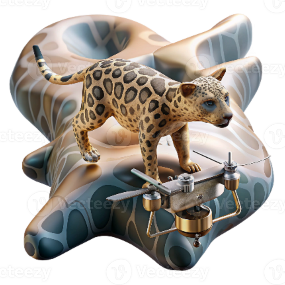 impressive rustic Drone Observing Sunda Clouded Leopard Transparent Background detailed png
