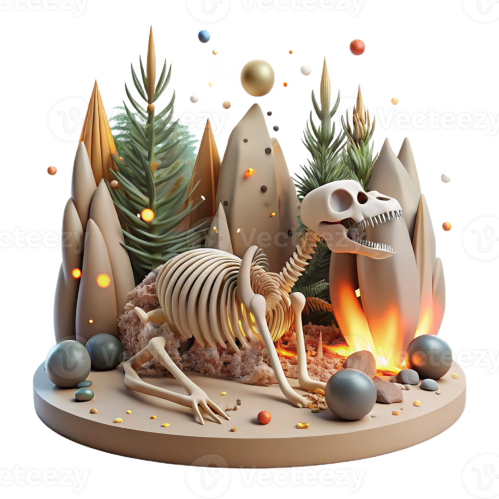 serene creative Forest Fire Aftermath Reptile Skeleton Isolated premium png