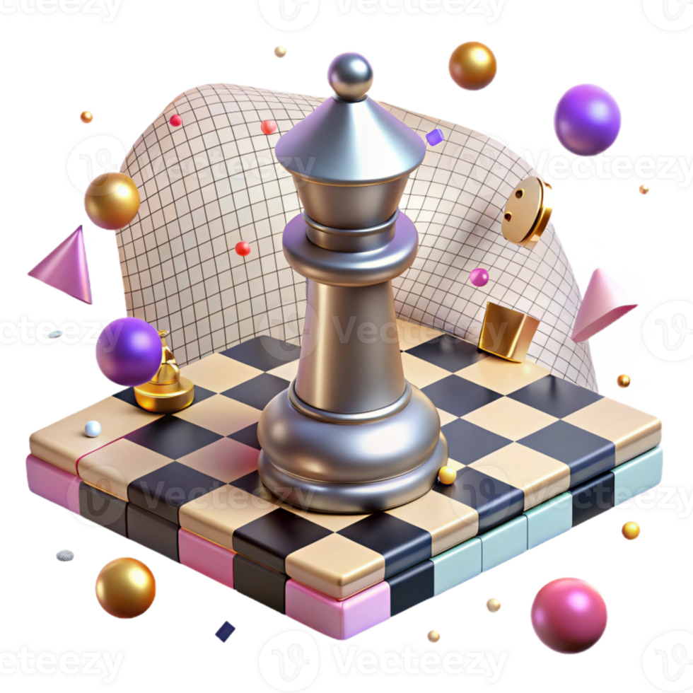 vibrant modern Chess Piece Knight on Checkered Board with Transparent Background original png