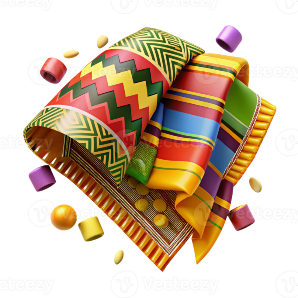 magnificent rustic African Kente Cloth Woven Textile Bright Colors Cutout original png