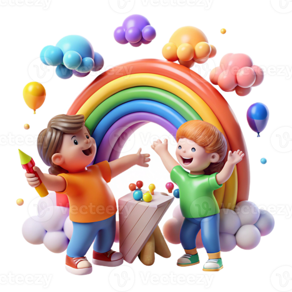 beautiful creative Children Drawing Rainbow Hopeful Symbol Cutout high resolution png