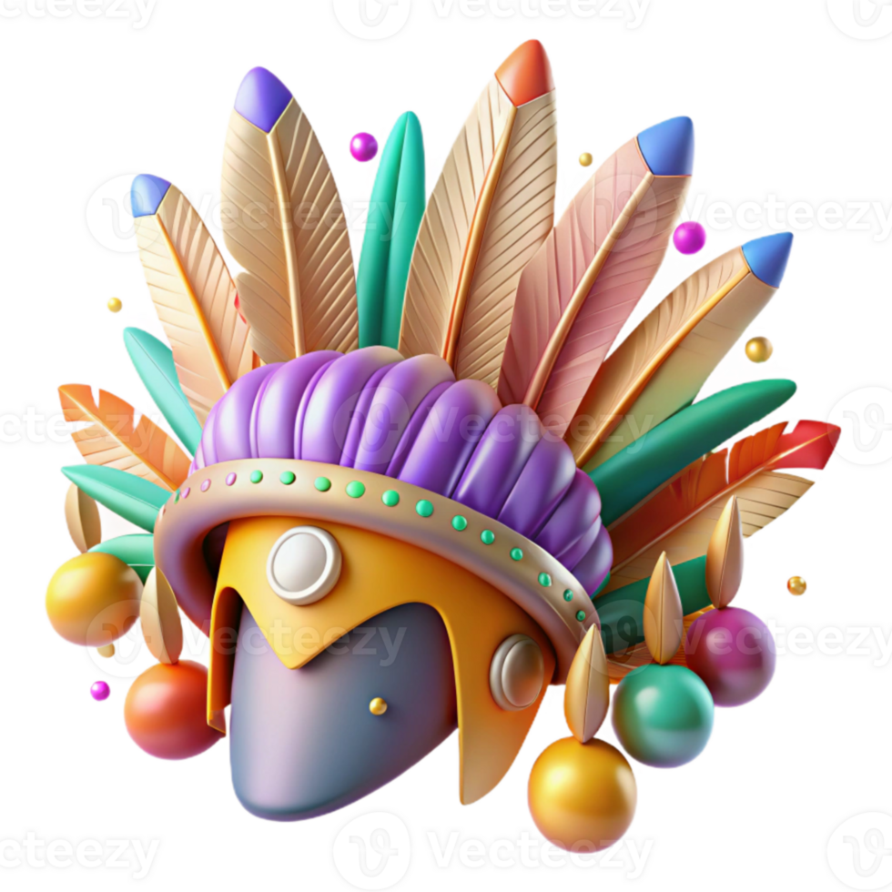 impressive creative Colorful Tribal Headdress with Feathers Cutout professional png