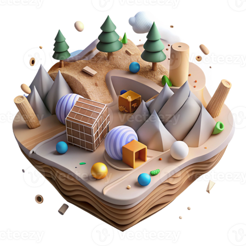 serene artistic Deforestation Aerial View Isolated Element png