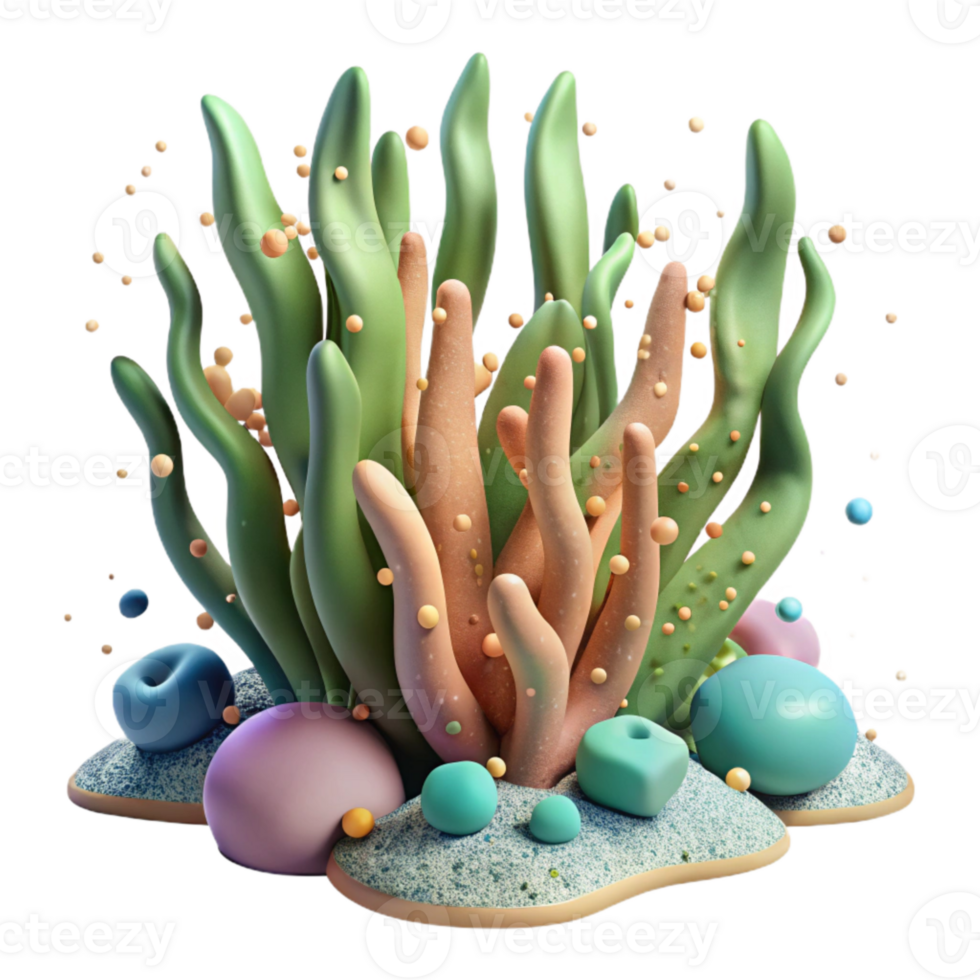 dramatic modern Detailed of Seaweed Affected by Changing Ph Levels Cutout original png