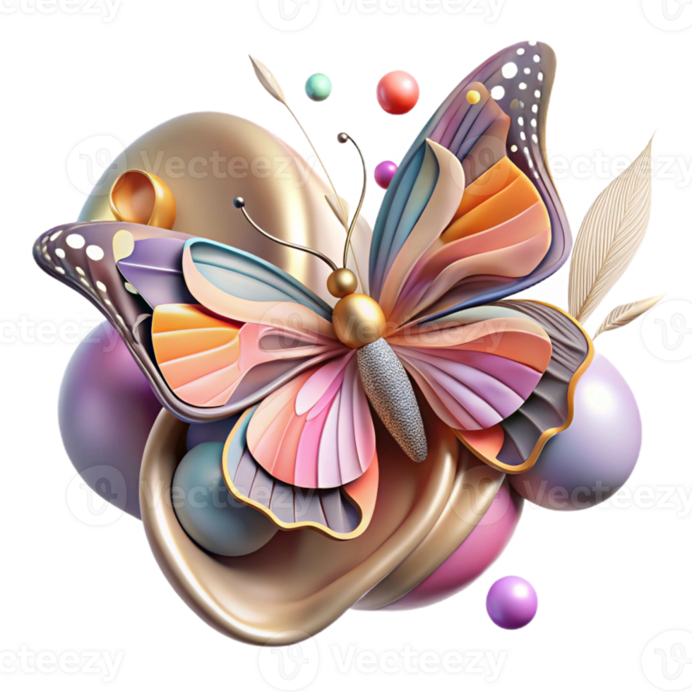 serene rustic Butterfly on Flower Wings Open Colorful Isolated png