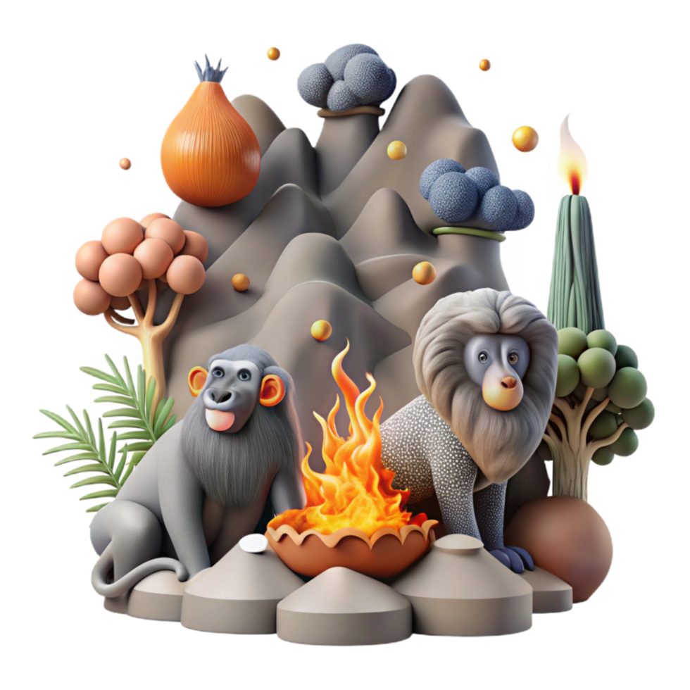 beautiful minimalist Forest Fire Smoke and Endangered Species Isolated authentic png