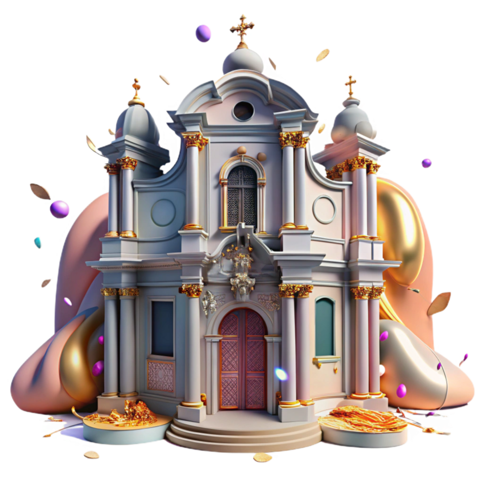 magnificent classic Baroque Church Cutout with Ornate Facade genuine png