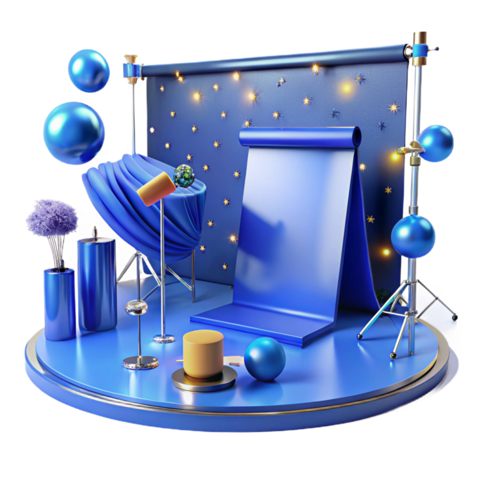 serene rustic Blue Screen Studio with Lighting Isolated Element high quality png