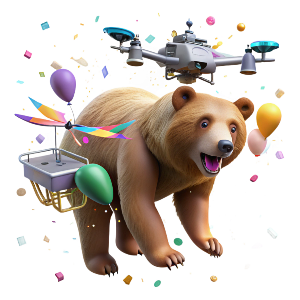 elegant modern Drone Filming Grizzly Bear Fishing Cutout premium png