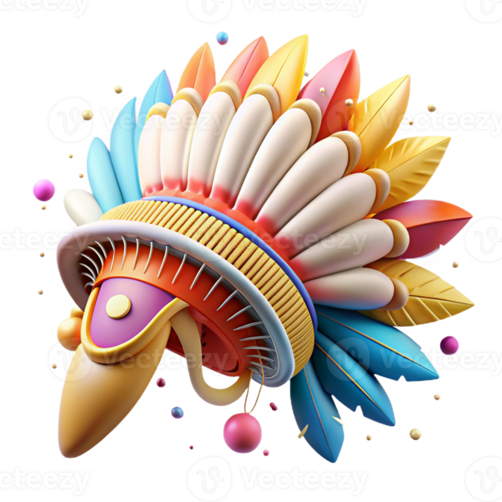 elegant traditional Colorful Tribal Headdress with Feathers Cutout png