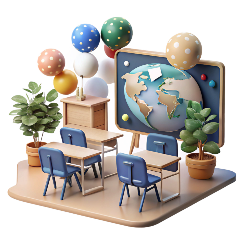 extraordinary vintage Classroom with Environmental Posters Isolated premium png