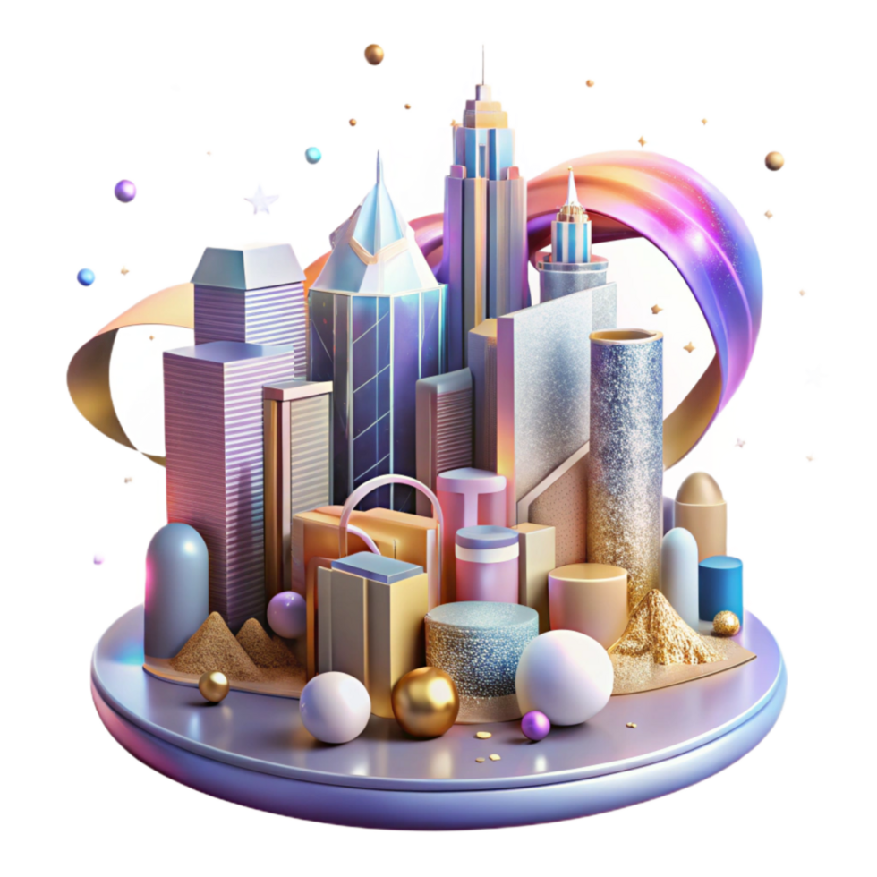 beautiful minimalist Bright Cityscape Disrupting Starry Sky Cutout high quality png