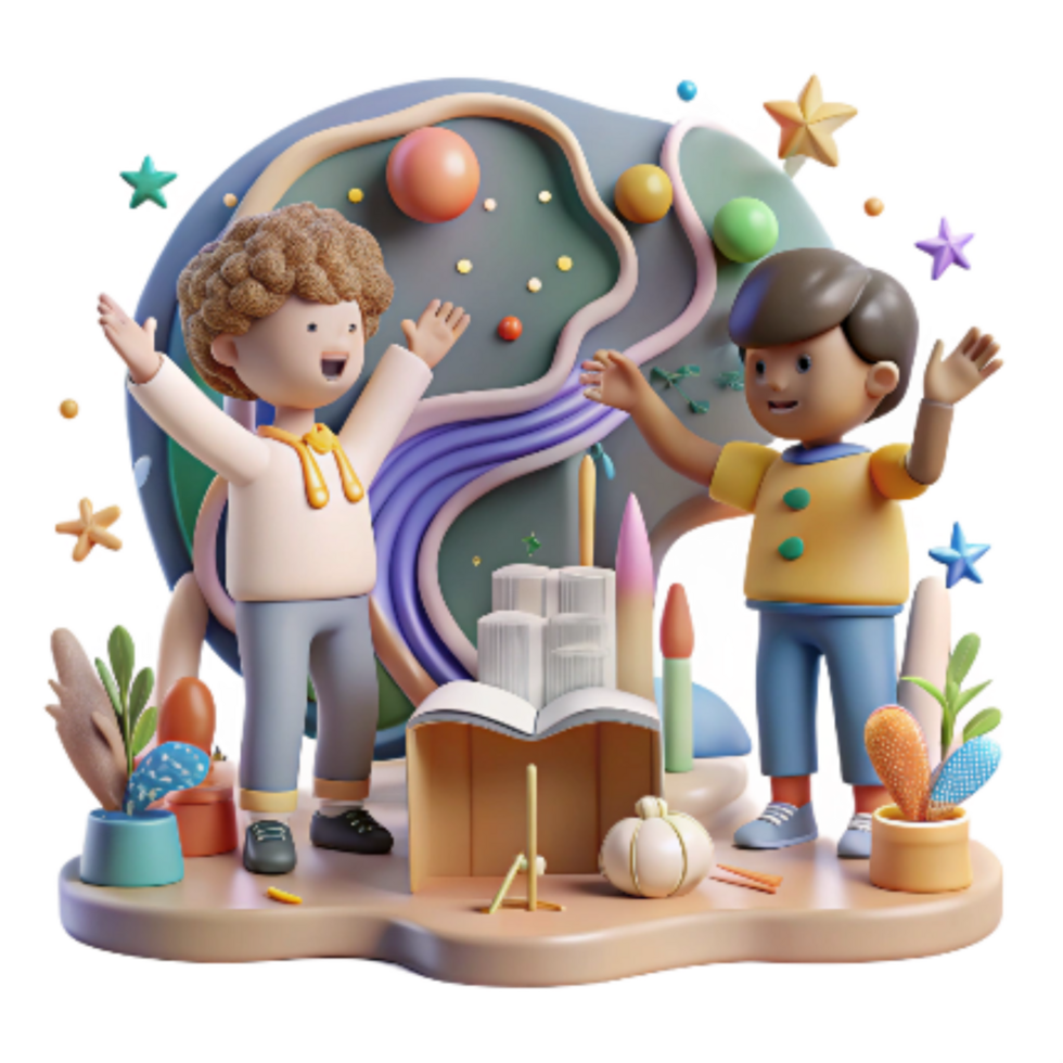 extraordinary artistic Children Learning About Nature Isolated Cutout premium png