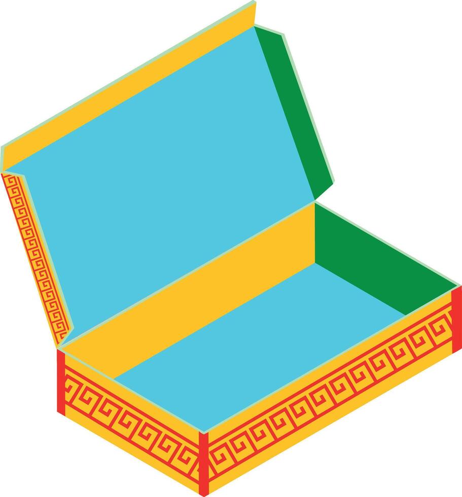 Mexican-style fast food package features bold colors and traditional geometric patterns, vector