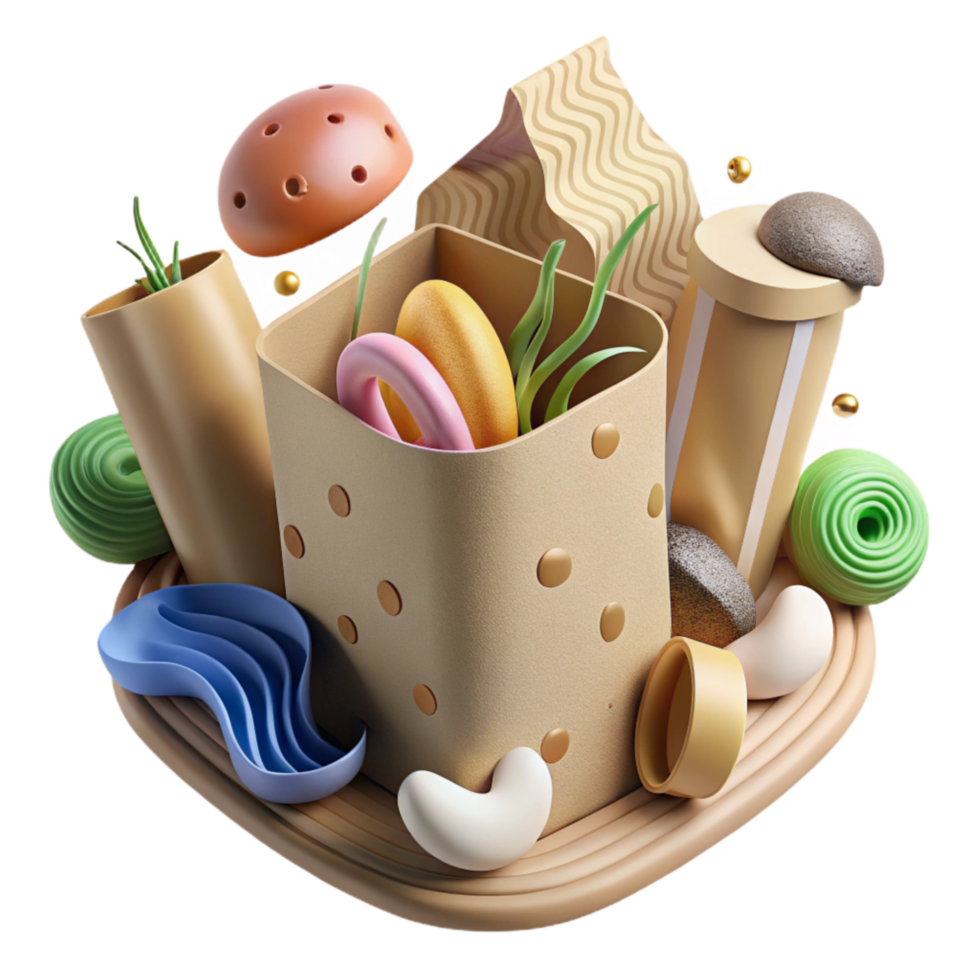 magnificent abstract Biodegradable Packaging for Food Cutout Transparent Background detailed png