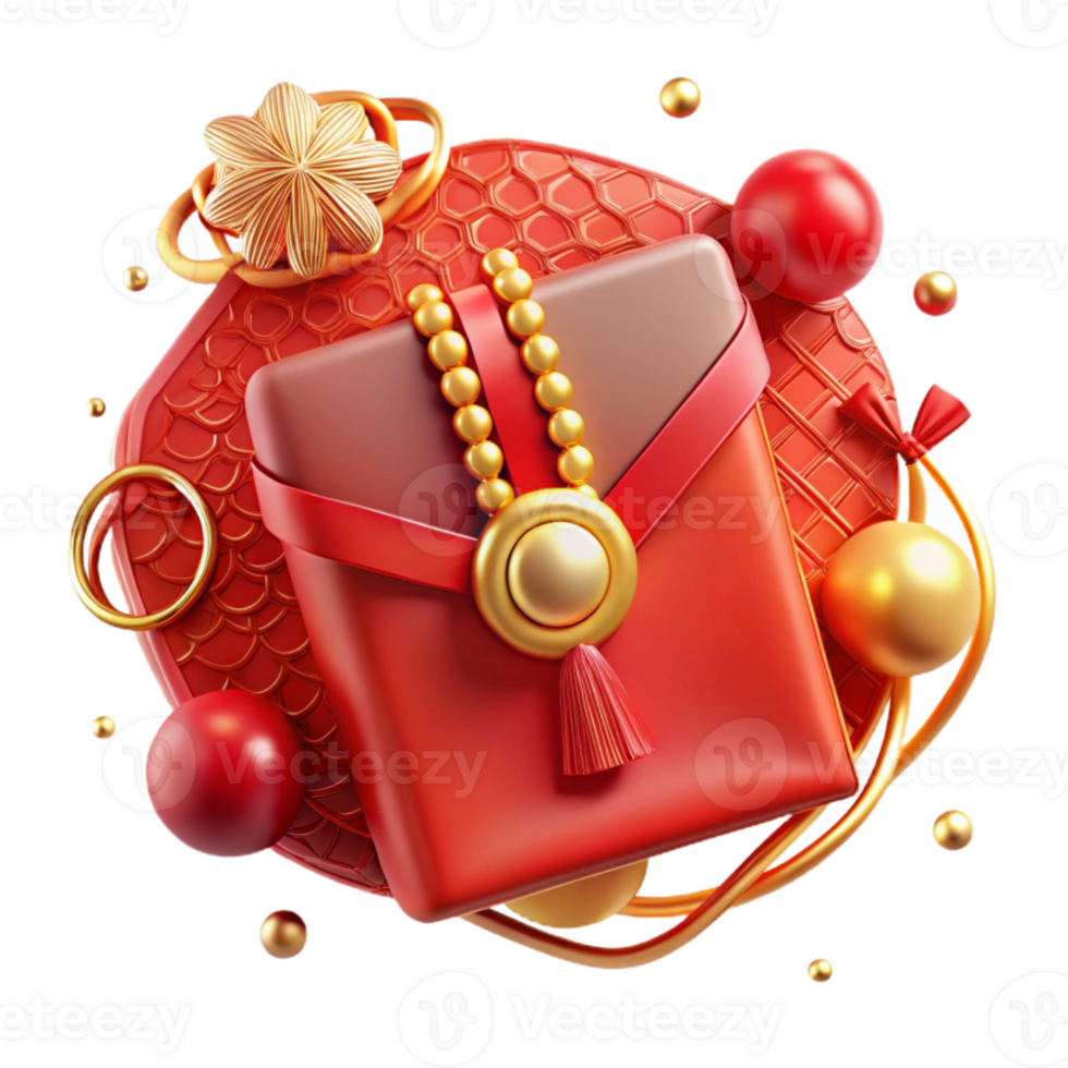 dramatic artistic Chinese New Year Red Envelope Front View Cutout genuine png