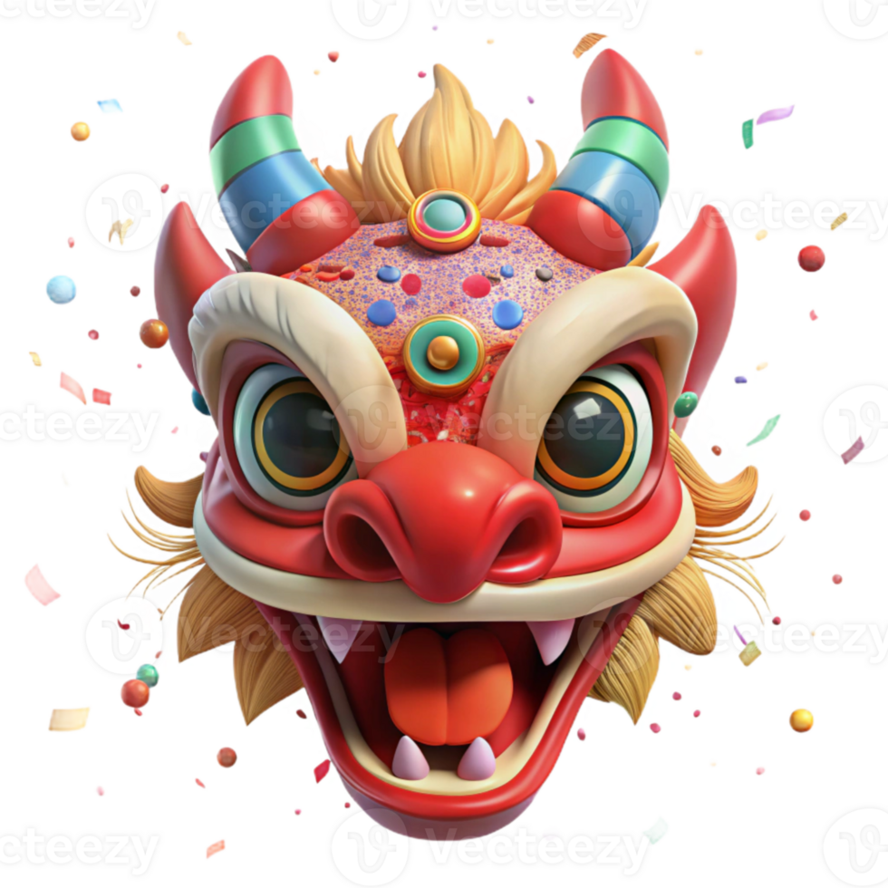 wonderful creative Chinese Dragon Dance Costume Head Isolated Cutout png