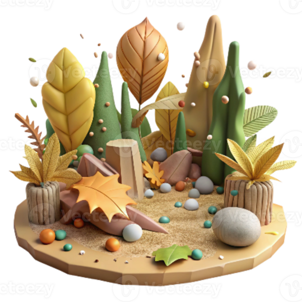 dramatic rustic Forest Floor Fallen Leaves Cutout Element detailed png