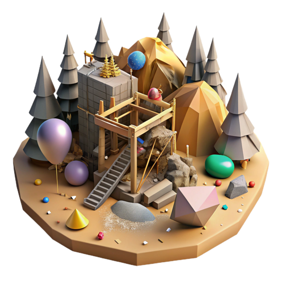 elegant traditional Destroyed Forest Mining Site Cutout Dramatic Perspective detailed png