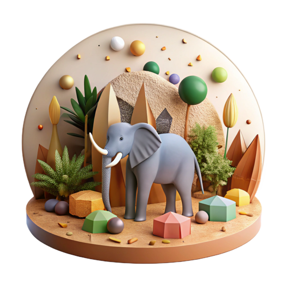 extraordinary minimalist Backlit Deforestation Scene with Elephant Silhouette Cutout detailed png