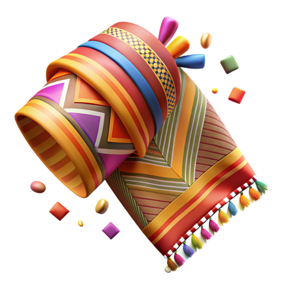 impressive vintage Bolivian Aguayo Textile with Geometric Design Isolated detailed png