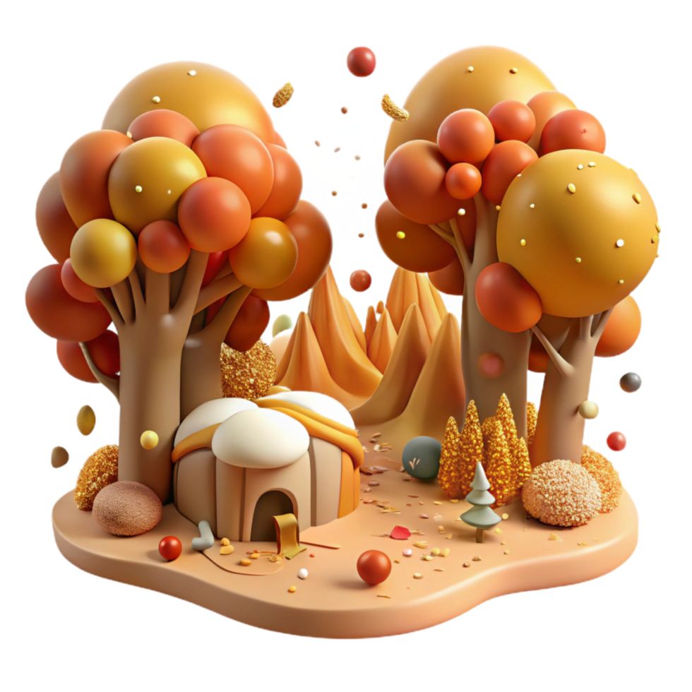 extraordinary modern Autumn Forest Landscape Cutout with Warm Colors exclusive png