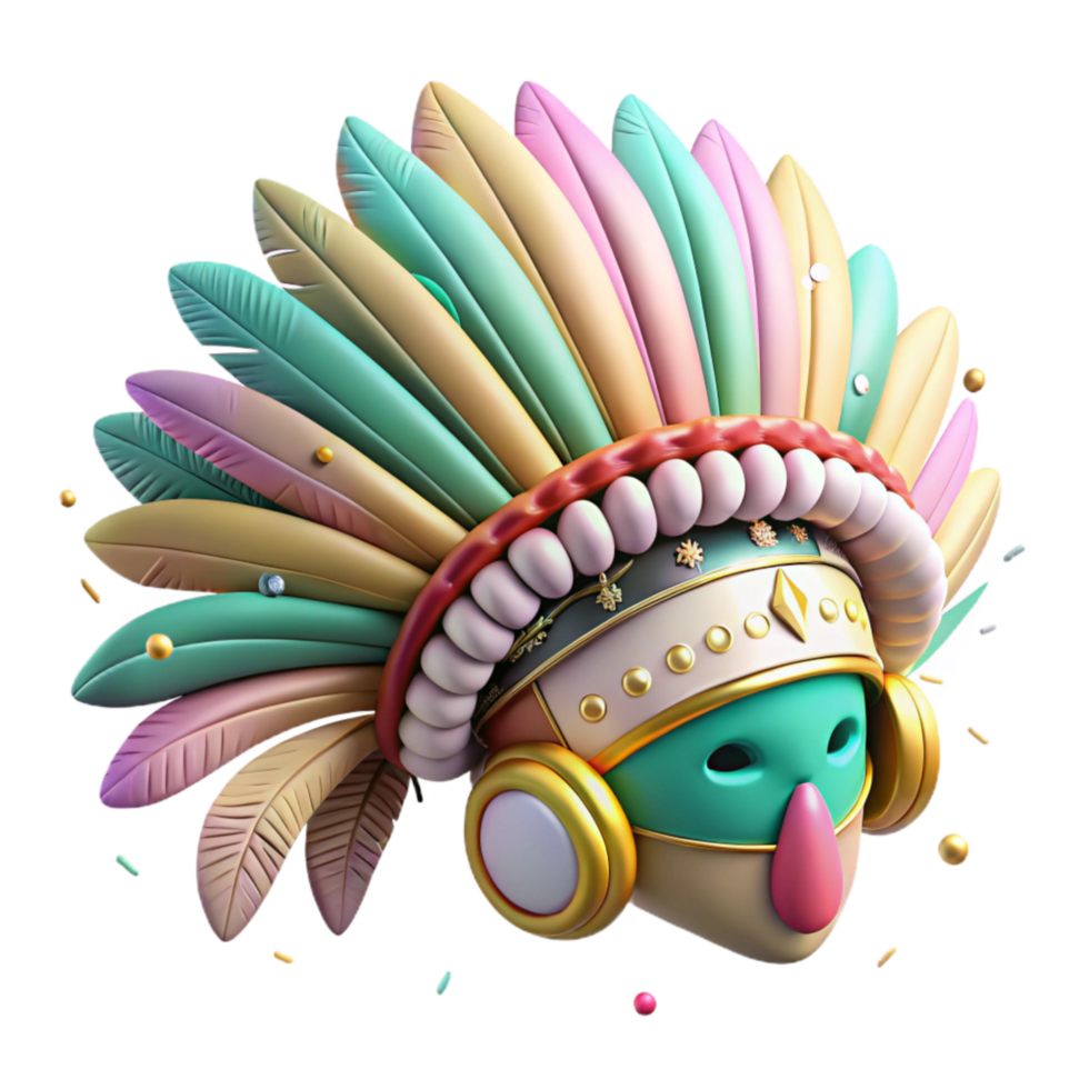wonderful minimalist Aztec Warrior Headdress Feather Detail Transparent high quality png