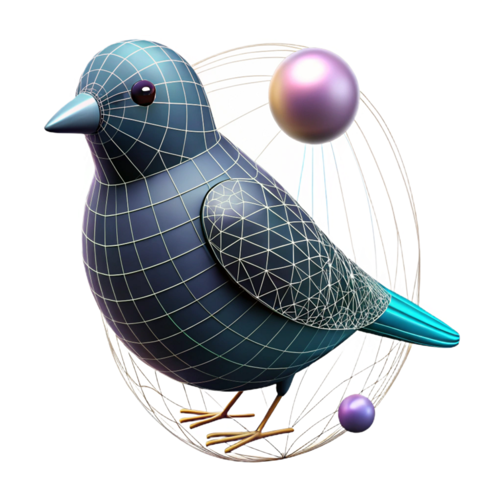 impressive abstract Bird Silhouette with Wireframe Design Isolated Element high resolution png