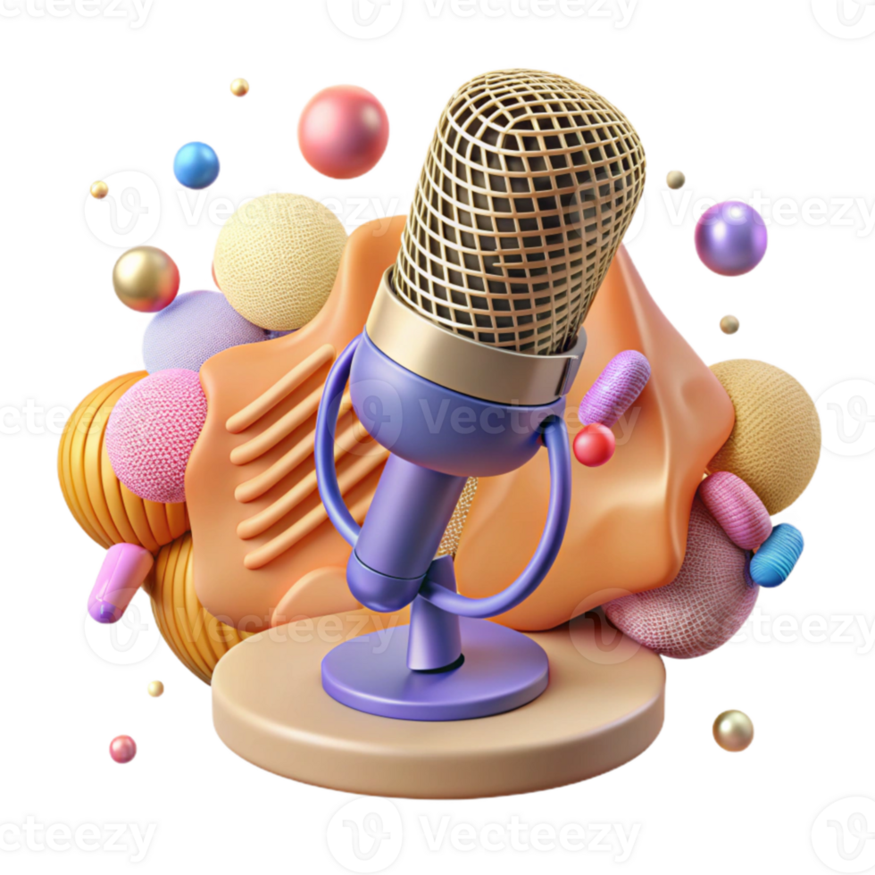 serene vintage D Rendered Microphone with Stand Cutout high quality png