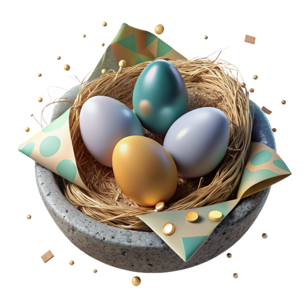 extraordinary modern Bird Nest with Eggs Isolated on Transparent Background detailed png