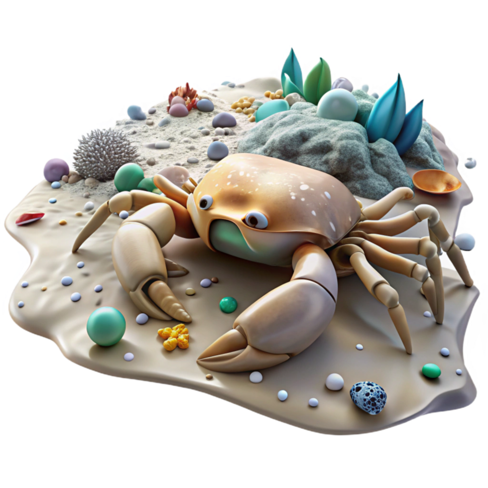extraordinary contemporary Dead Crab on Polluted Beach Transparent Background Top View professional png