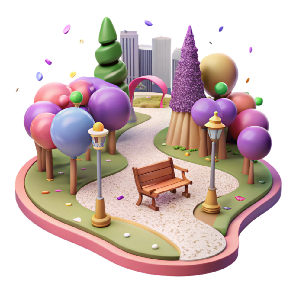 extraordinary minimalist City Park with Walking Path Isolated Element authentic png